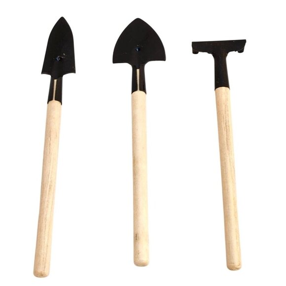 Mini Garden Bonsai Succulent Terrarium House Plant Hand Tool 3 pc Set With Wood - Picture 4 of 7